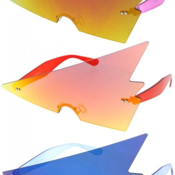 Oversized Mirrored Flashy Thunderbolt Sunglassess - Picture 1 of 5